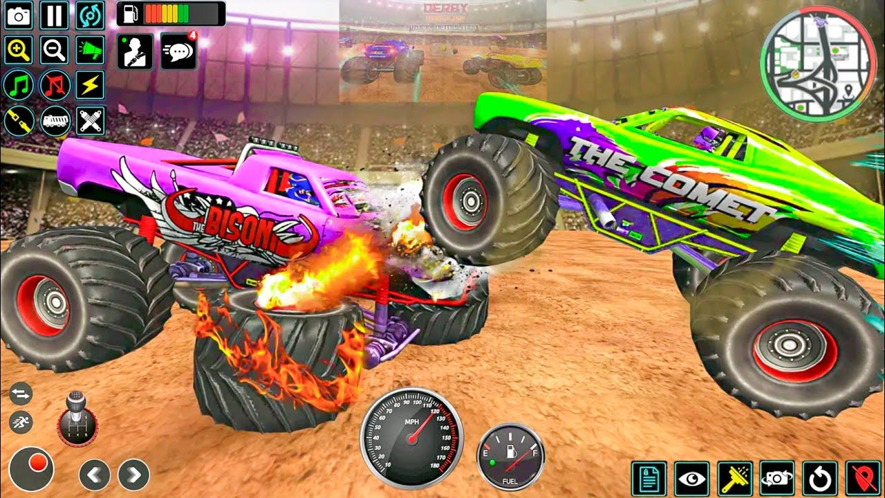 Monster Trucks Shooting Demolition Derby Racing - симулятор крушения бронированного грузовика - и...