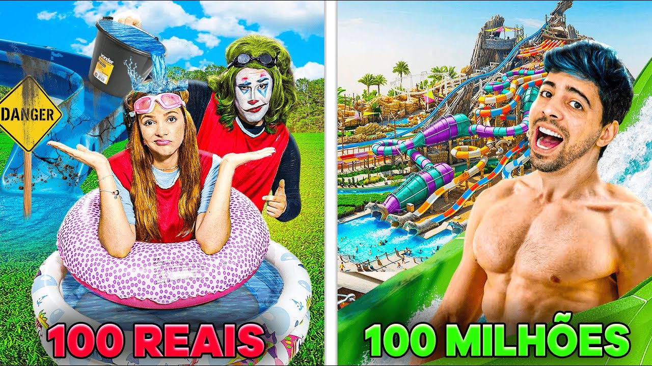 PARQUE AQUÁTICO DE 100 REAIS VS PARQUE DE 100 MILHÕES DE REAIS! ÉPICO 