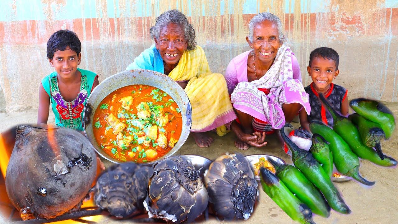 Lonka Rosun Pora Chicken | How to cook Chicken in tribal village style by tribe grandmothers