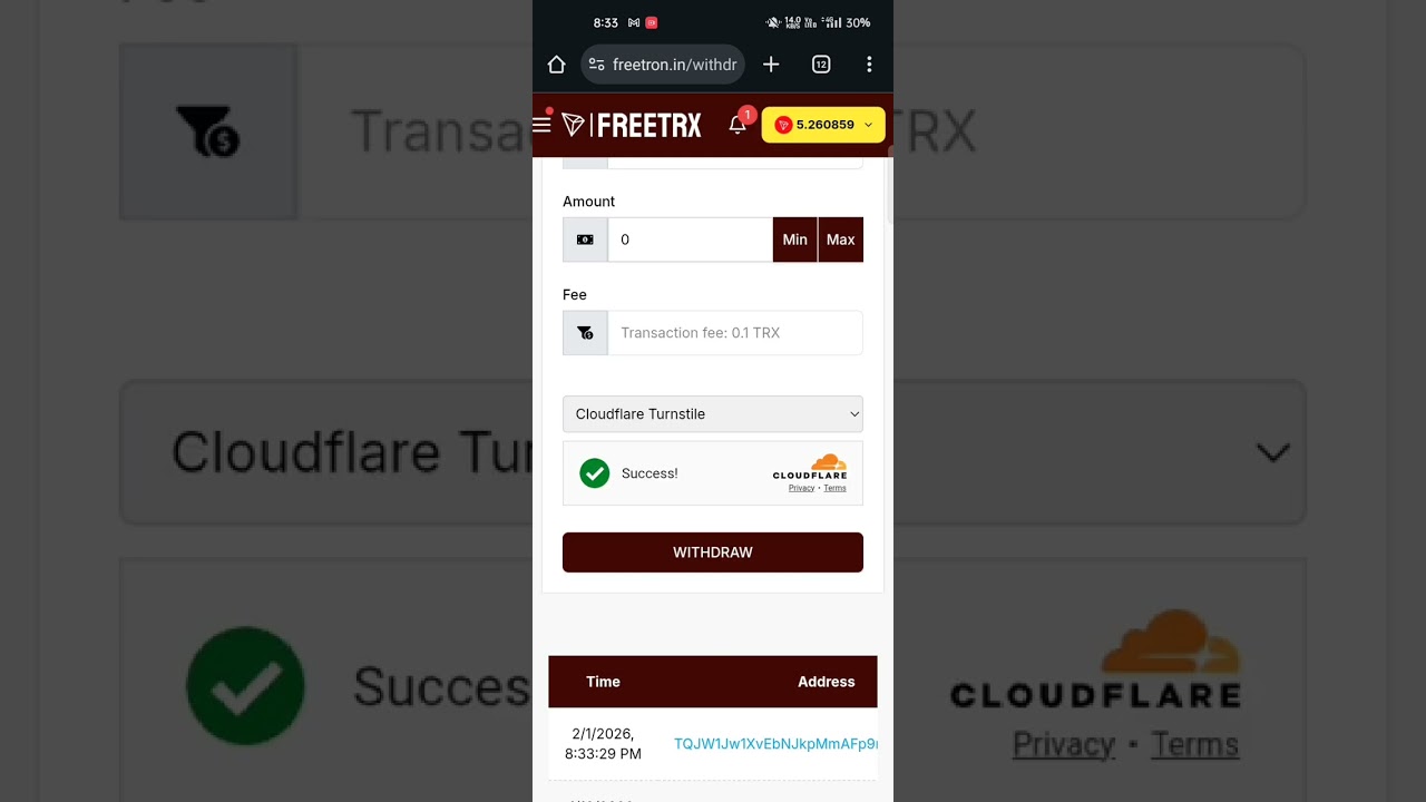 How to withdraw TRX from FreeTRON in to OKX