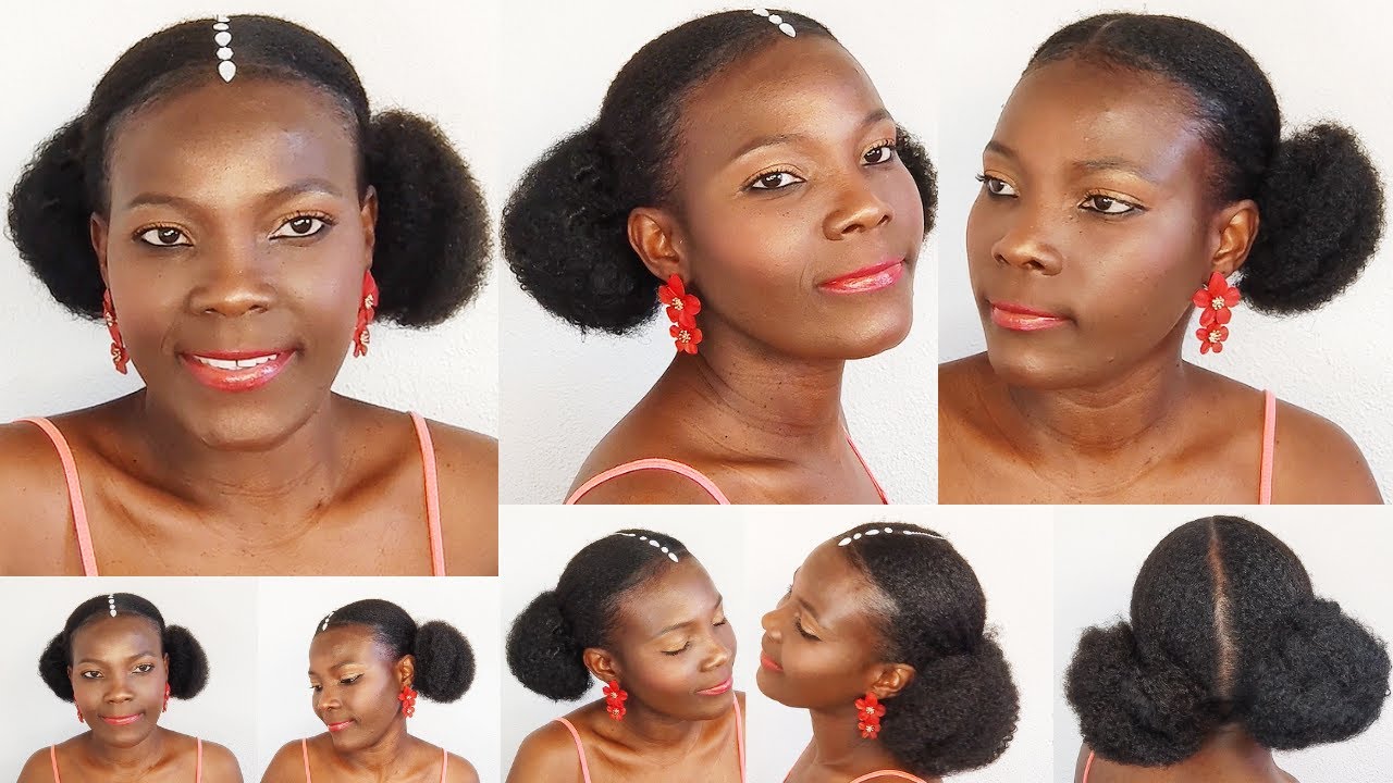 Easy Double Afro PUFFS / BUN Hairstyle on 4C Natural hair using extensions / how to