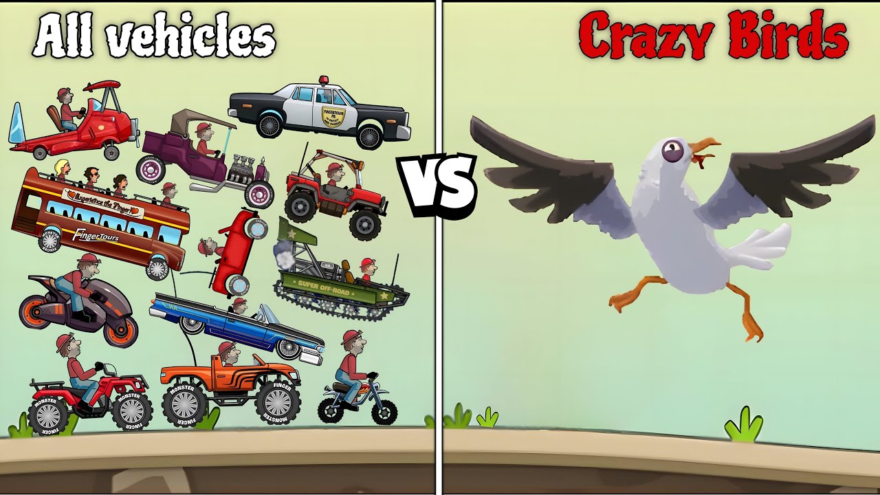 Гонки по подъему на холм на всех автомобилях против команды Crazy Birds || #hill_climb_racing #hc...