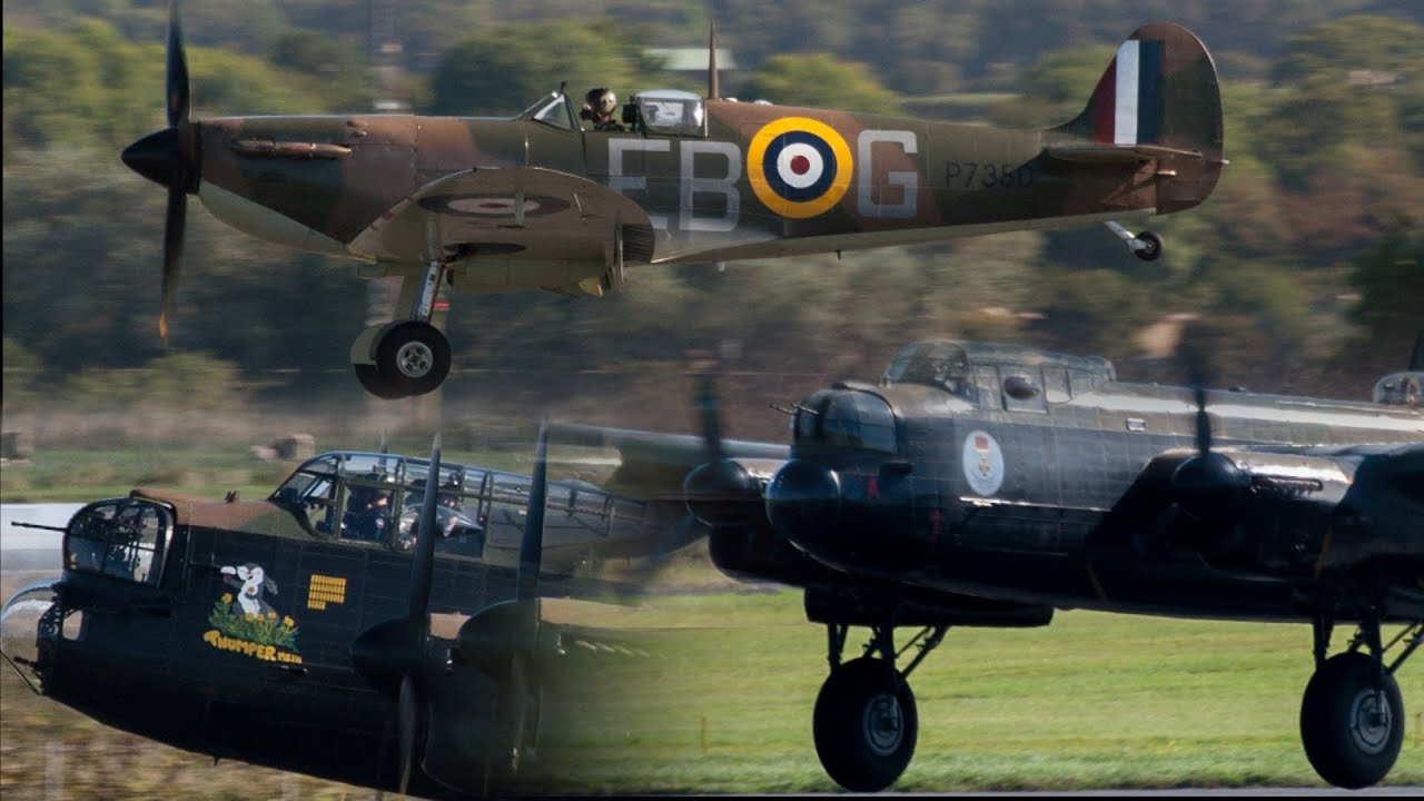 Battle of Britain Memorial Flight & Canadian Lancaster Flypast and Landing at Prestwick HD