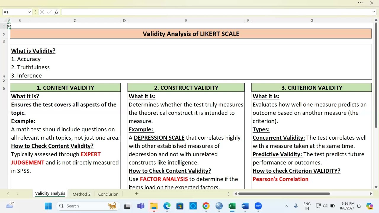 How to test the VALIDITY of a 5point LIKERT SCALE QUESTIONNAIRE by using Pearson CORRELATION in SPSS