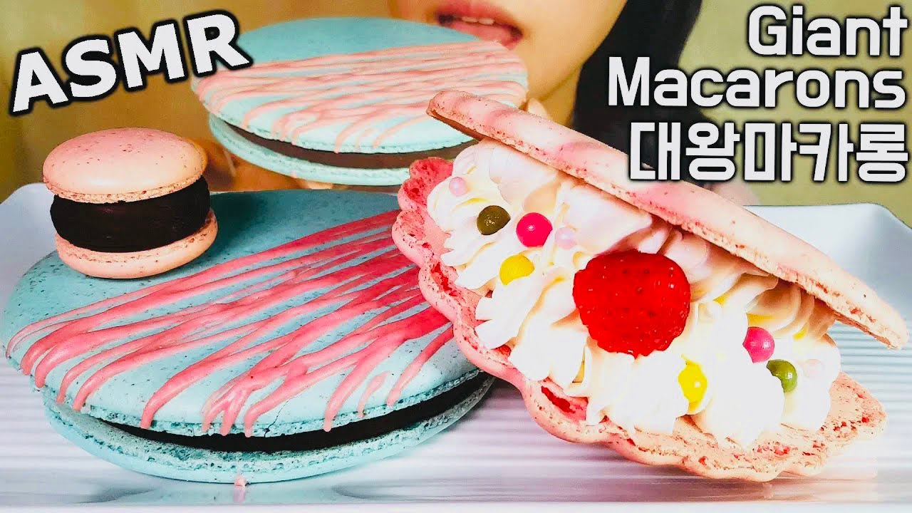 Homemade GIANT MACARONS (Seashell) Eating ASMR MUKBANG
