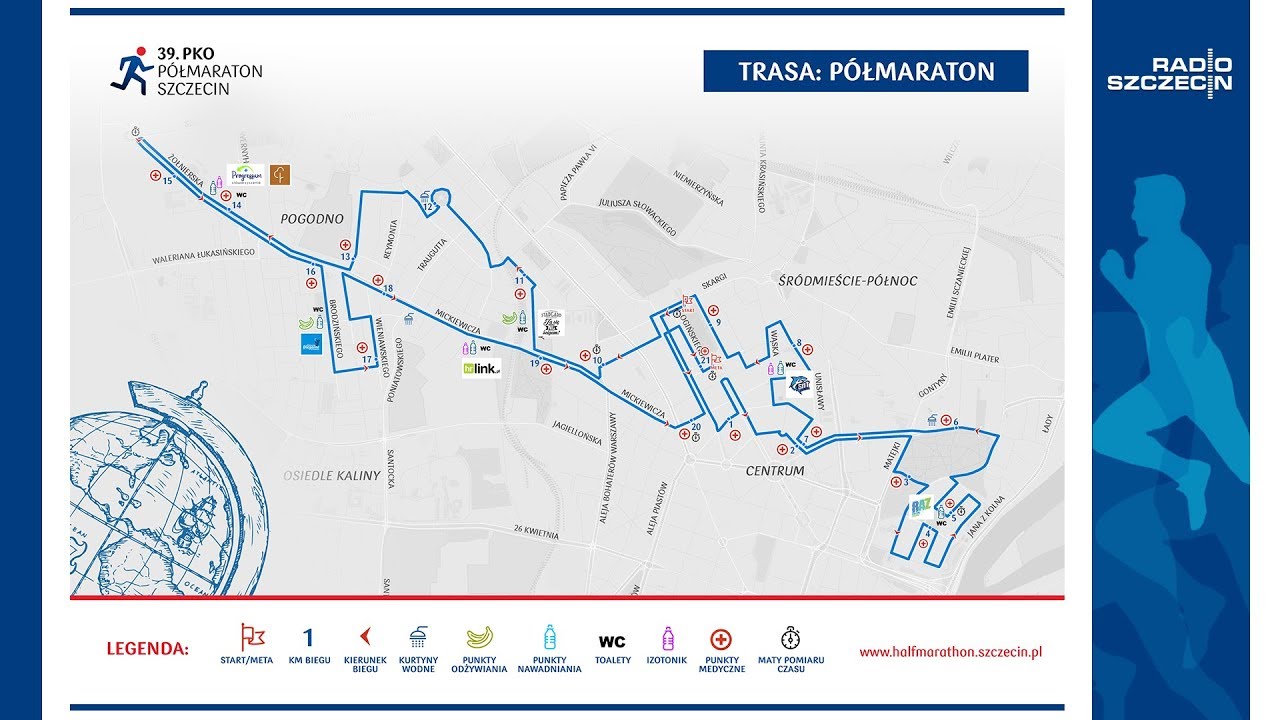 Trasa XXXIX edycji PKO półmaratonu w Szczecinie