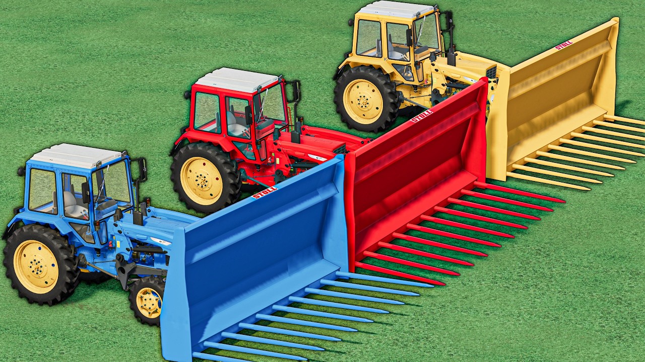 Mini Tractors vs GIANT FORK ! GRASS JOB - FS22