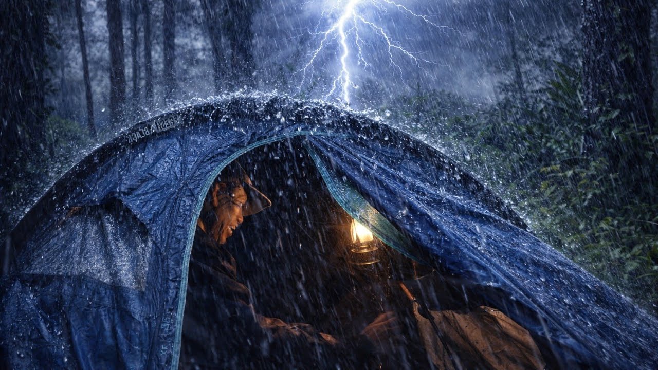 VIOLENT Rainstorm in a Tent ⛈️ | Heavy Rain Sounds for Sleep