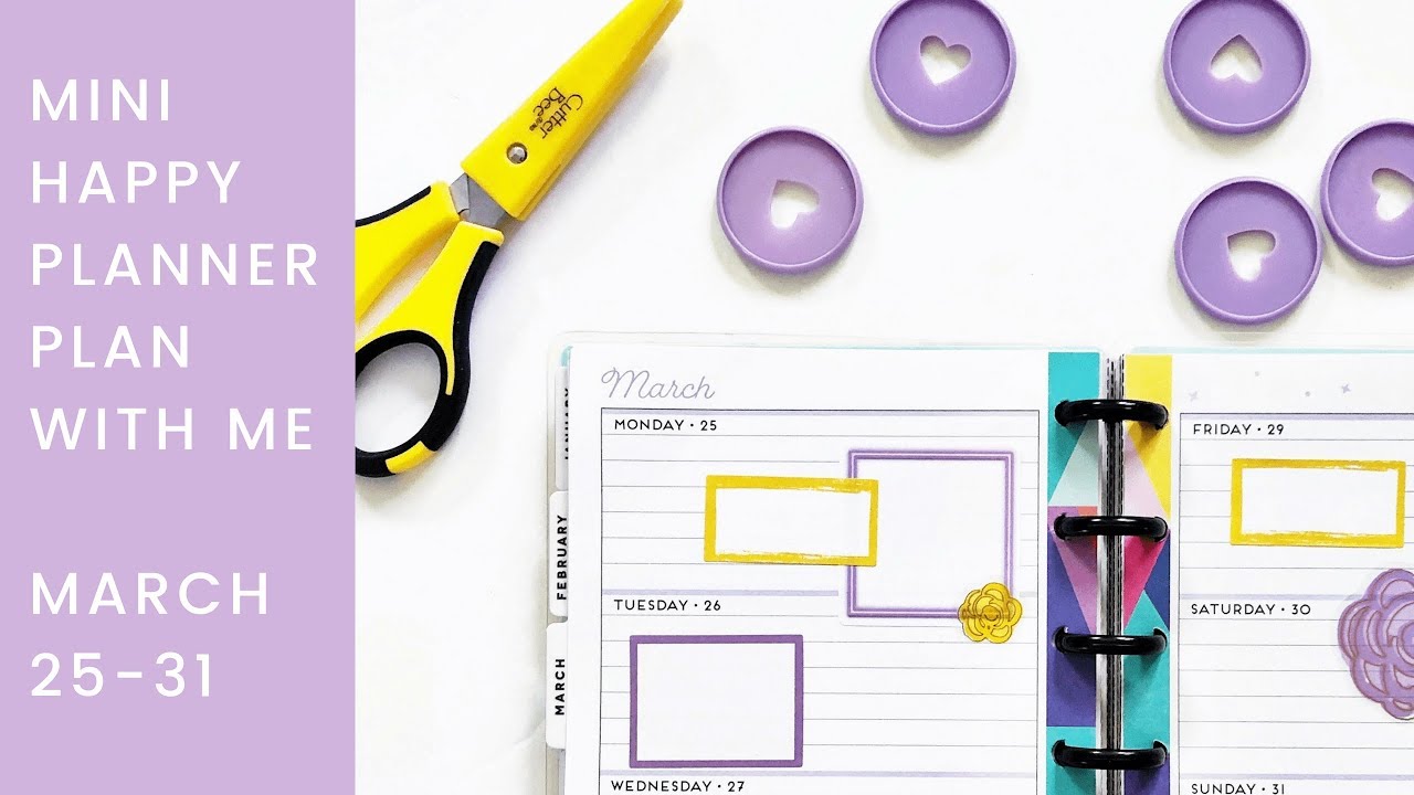 Mini Happy Planner - Plan With Me - Purple and Yellow! March 25-31, 2019
