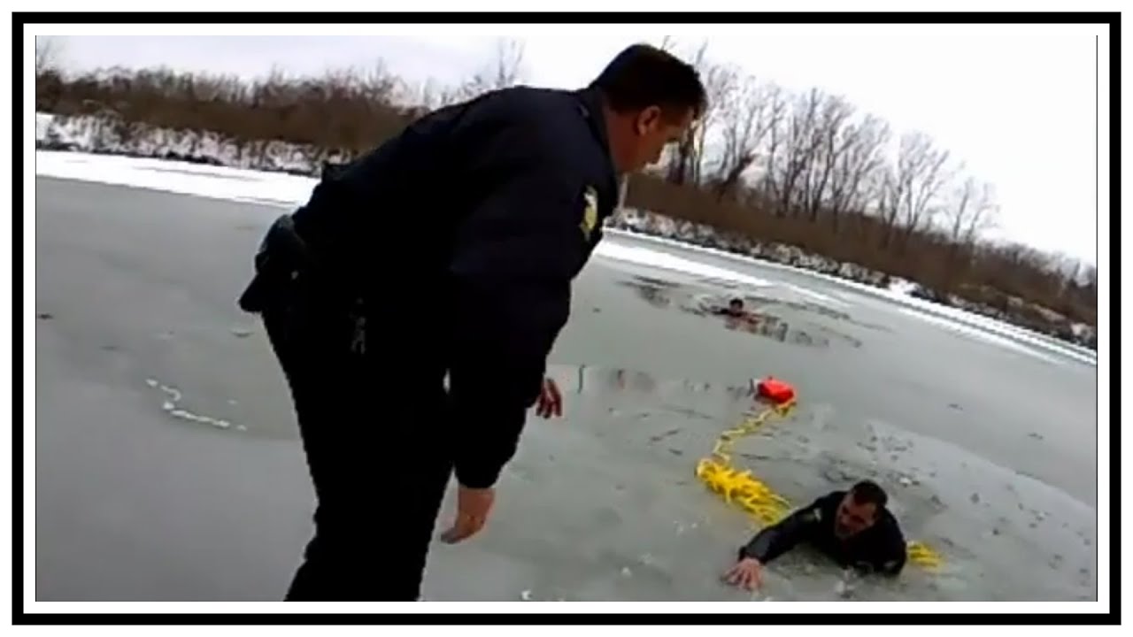 Police Officers Fall Through Ice During Rescue | Body Cam | United States | 20190118