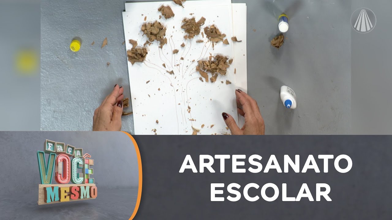 Artesanato escolar: desenho com folhas secas