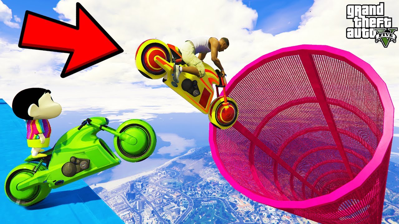 FRANKLIN TRIED THE IMPOSSIBLE MASSIVE HOLE TUNNEL PARKOUR CHALLENGE GTA 5 | SHINCHAN and CHOP