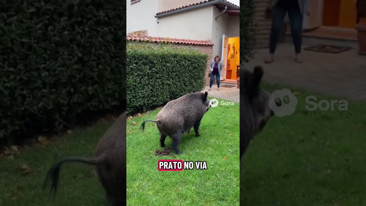 IL CINGHIALE  FA LA CACCA 💩 NEL GIARDINO DELLA SIGNORA 🏡... 😨😨 