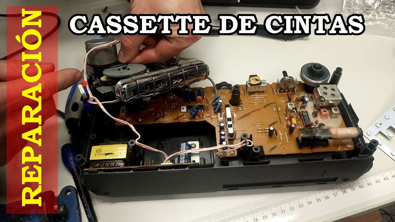 Reparar cassette Sony. Cambiar correa. Limpiar y ajustar cabezal magnético. 088