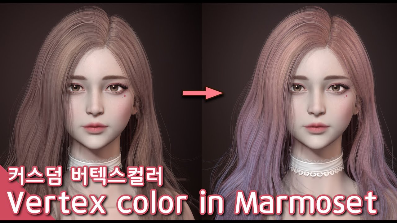 Marmoset custom vertex color shader for hair