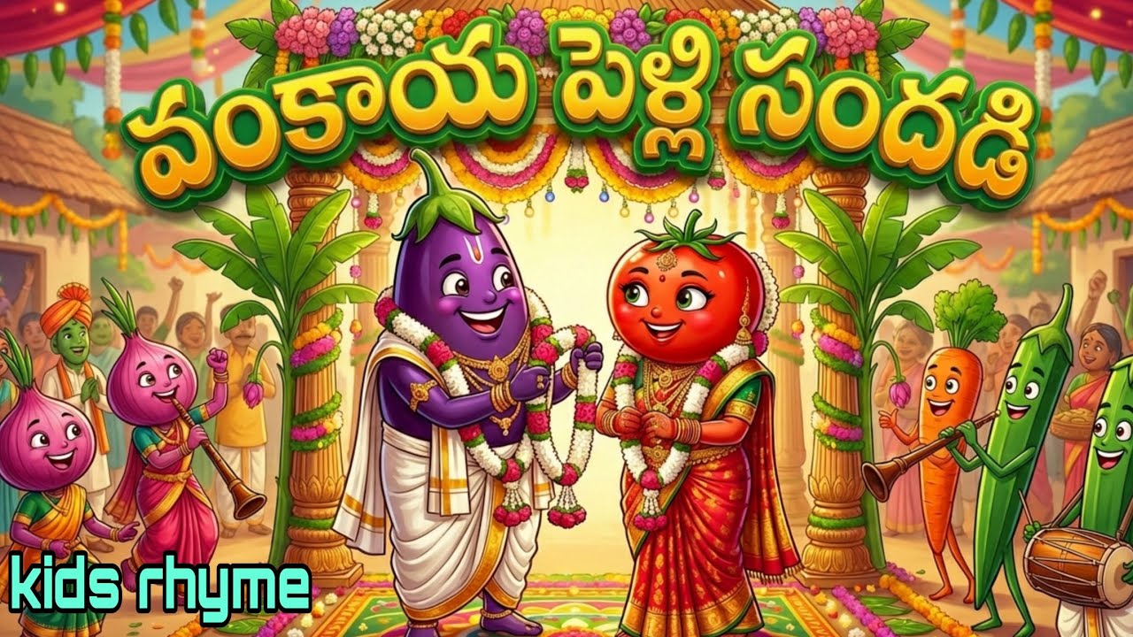 వంకాయ పెళ్లి సందడి - కూరగాయల పాట | Vankaya Pelli Sandadi Rhyme | Telugu Vegetable Songs for Kids