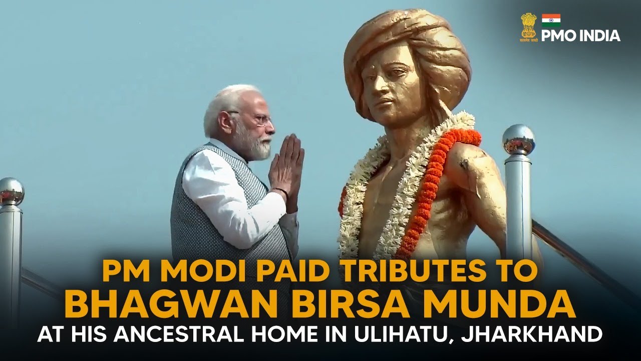 PM Modi pays tributes to Bhagwan Birsa Munda at his ancestral home in Ulihatu, Jharkhand