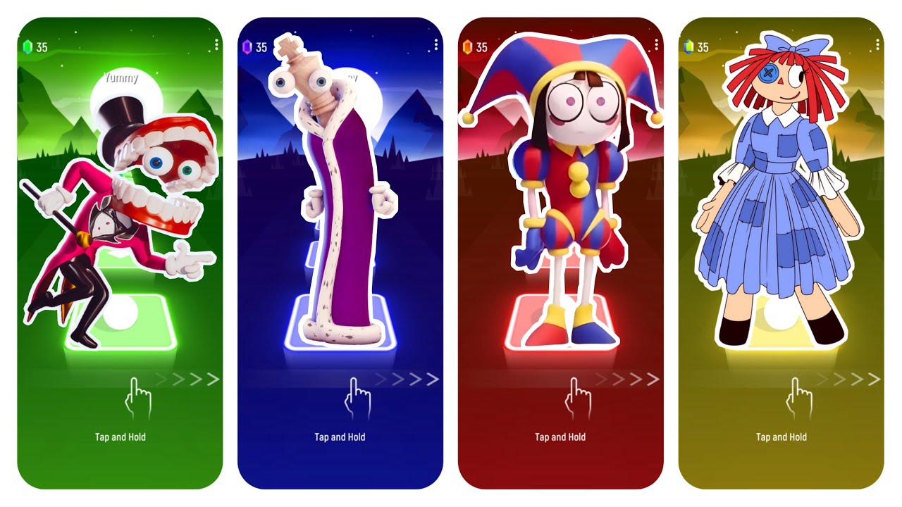 Amazing Digital Circus Pomni 🌟 Caine 🌟 Ragatha 🌟 Jax ☄️ Tiles Hop EDM Rush!
