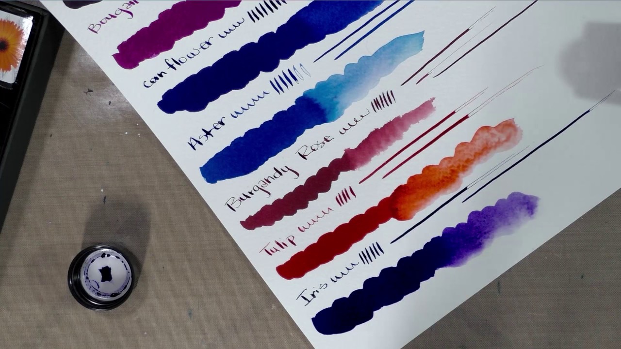 Diamine Flowers Swatches (Fountain Pen Ink)