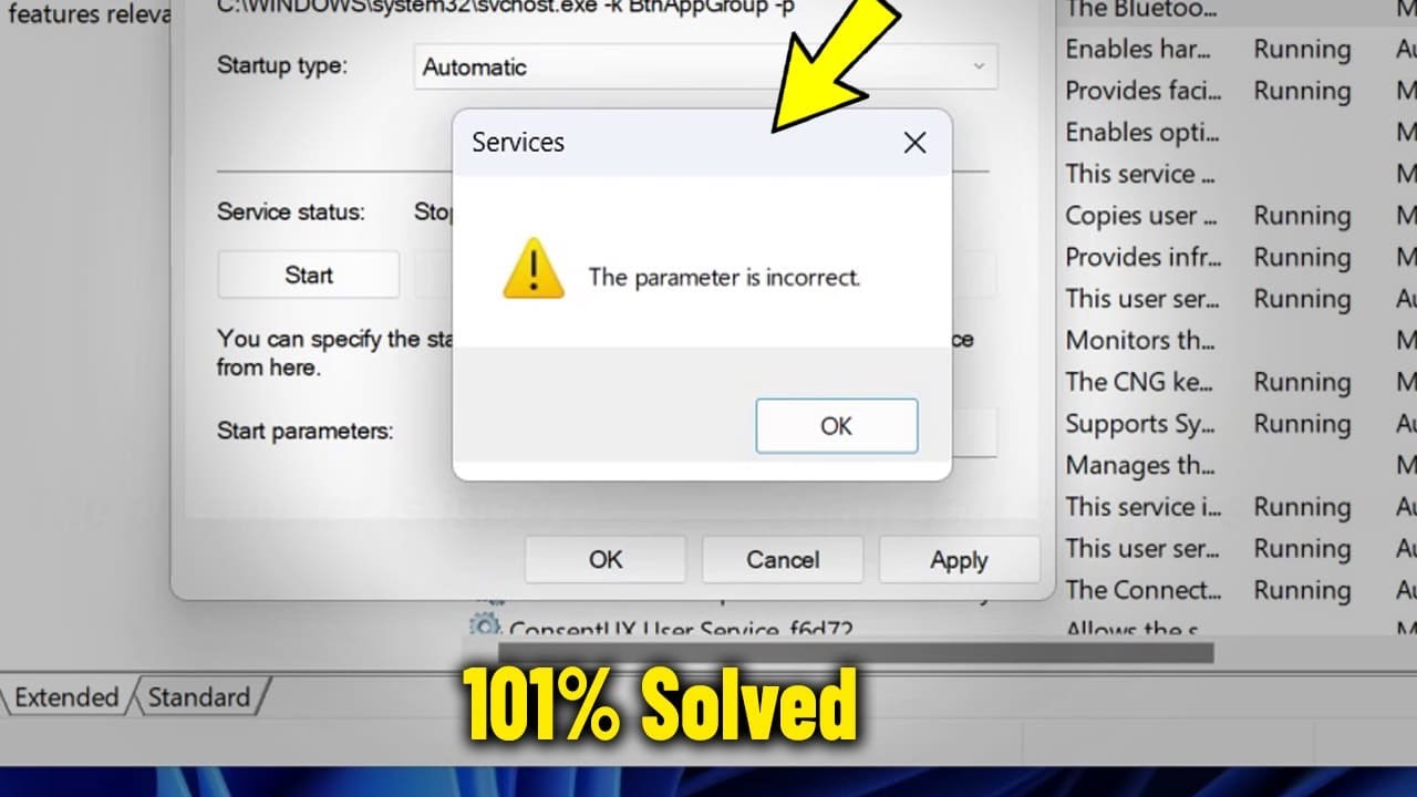 The parameter is incorrect During Change bluetooth user support service in Windows 11/10/8/7 - Fix ✅