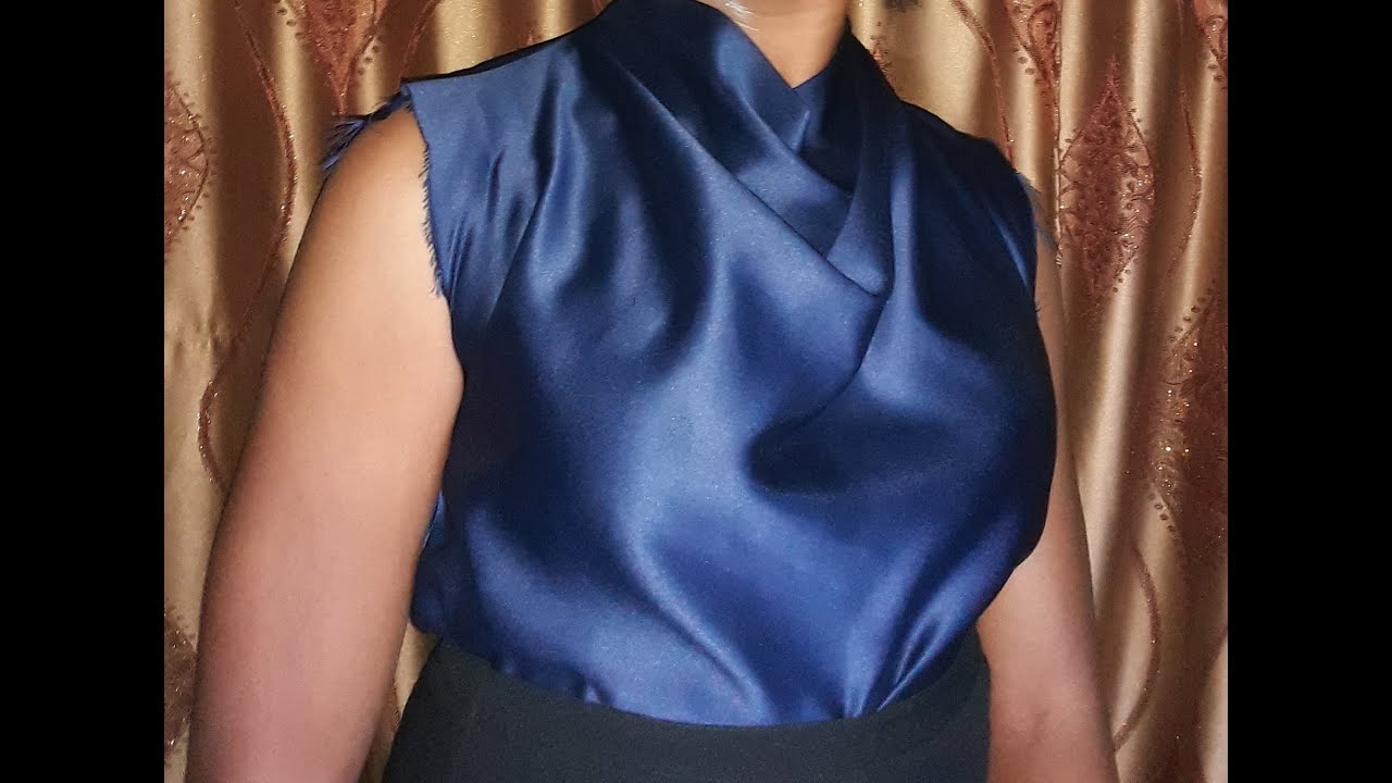 high cowl neckline//DIY//cutting and stitching.