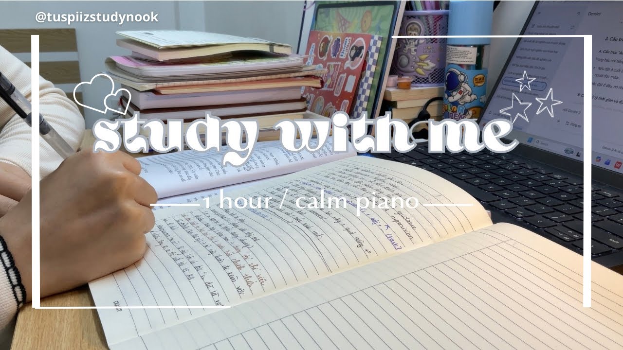 STUDY WITH ME#1 | 1 HOUR | No Break⏰| Calm Piano🎹