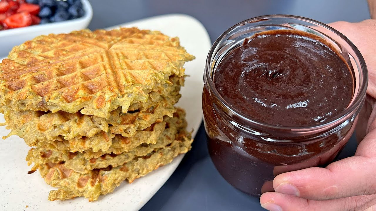 Полезный веганский десерт! Вафли без масла, без сахара, без яиц. + Шоколадная паста.