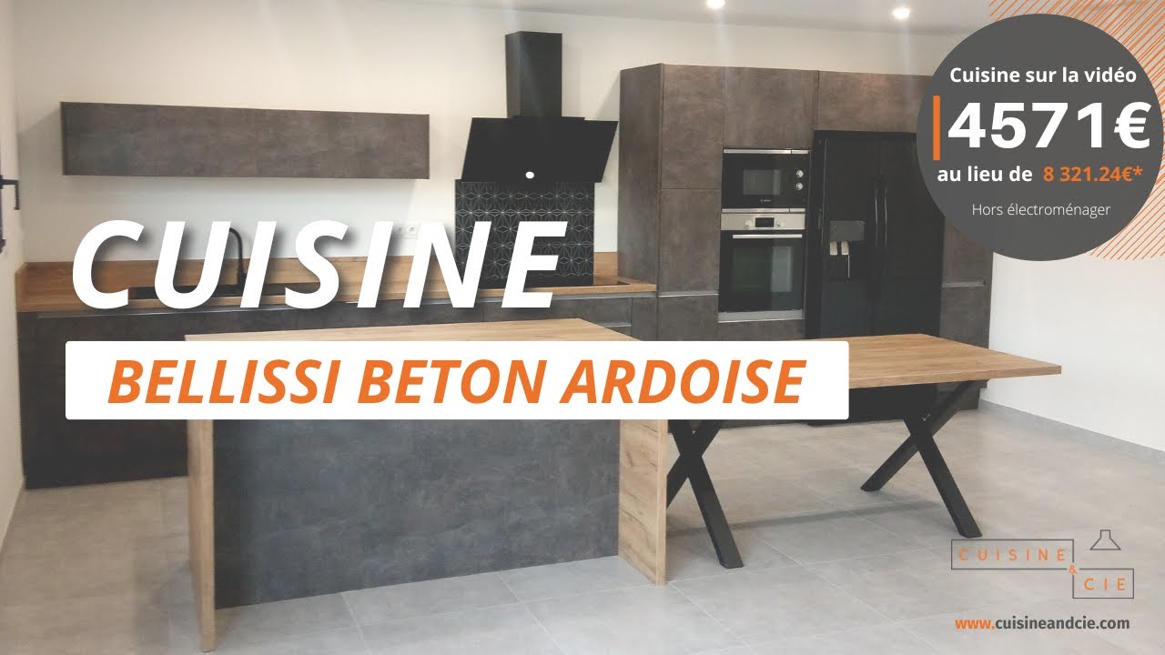 Cuisine moderne aspect béton ardoise - Cuisineandcie