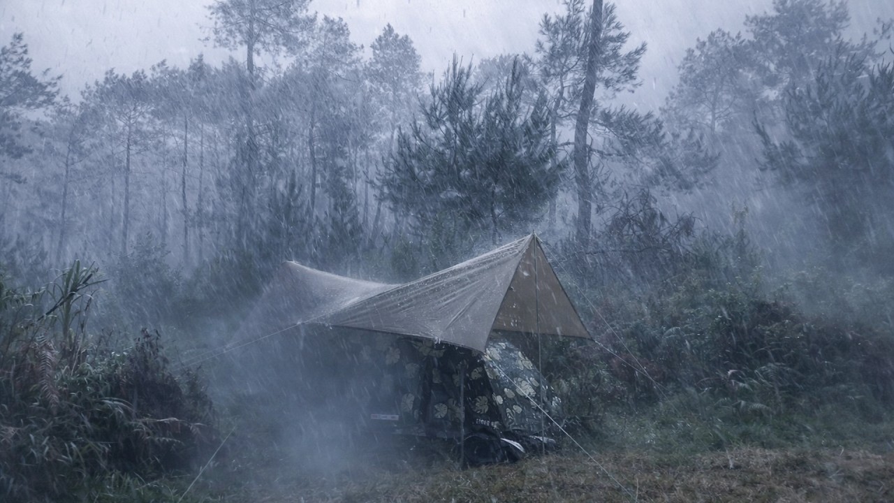 POWERFULL BRUTAL RAINSTORM‼️ SOLO CAMPING HEAVY RAIN AND THUNDERSTORM