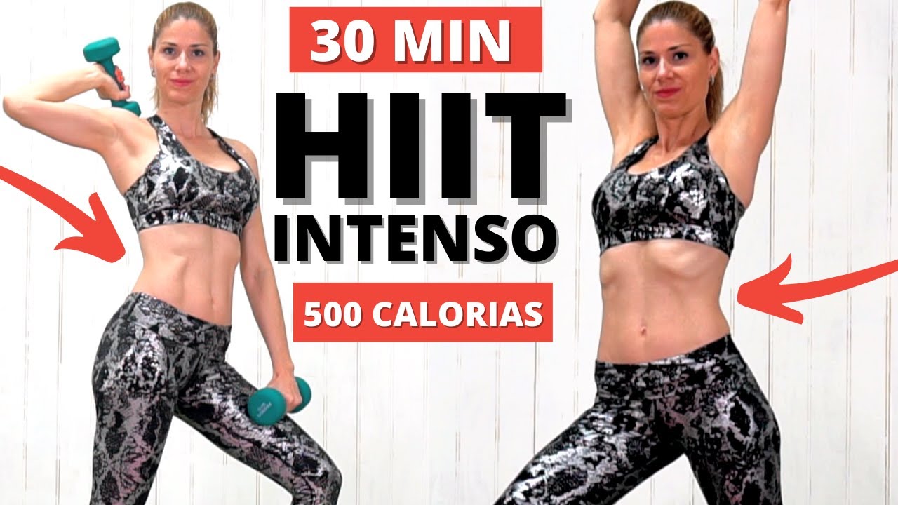 HIIT para BAJAR de PESO RAPIDO 🔥30 MIN Ejercicios HIIT para TONIFICAR TODO EL CUERPO mujer con pesas