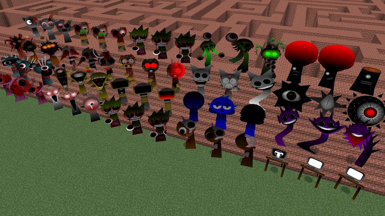 Sprunki Phase 3 Phase 4 And Phase 5 Incredibox Mod In Maze in Minecraft PE