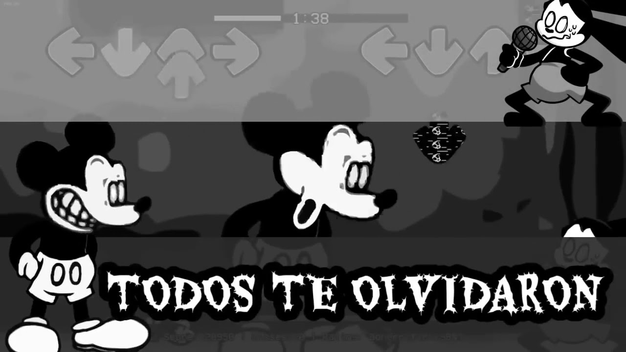 fnf mod Mickey vs Oswald monochrome ( not so happy) lyrics en español