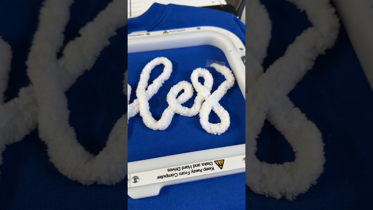 Embroidery chenille yarn sweatshirt tutorial.
