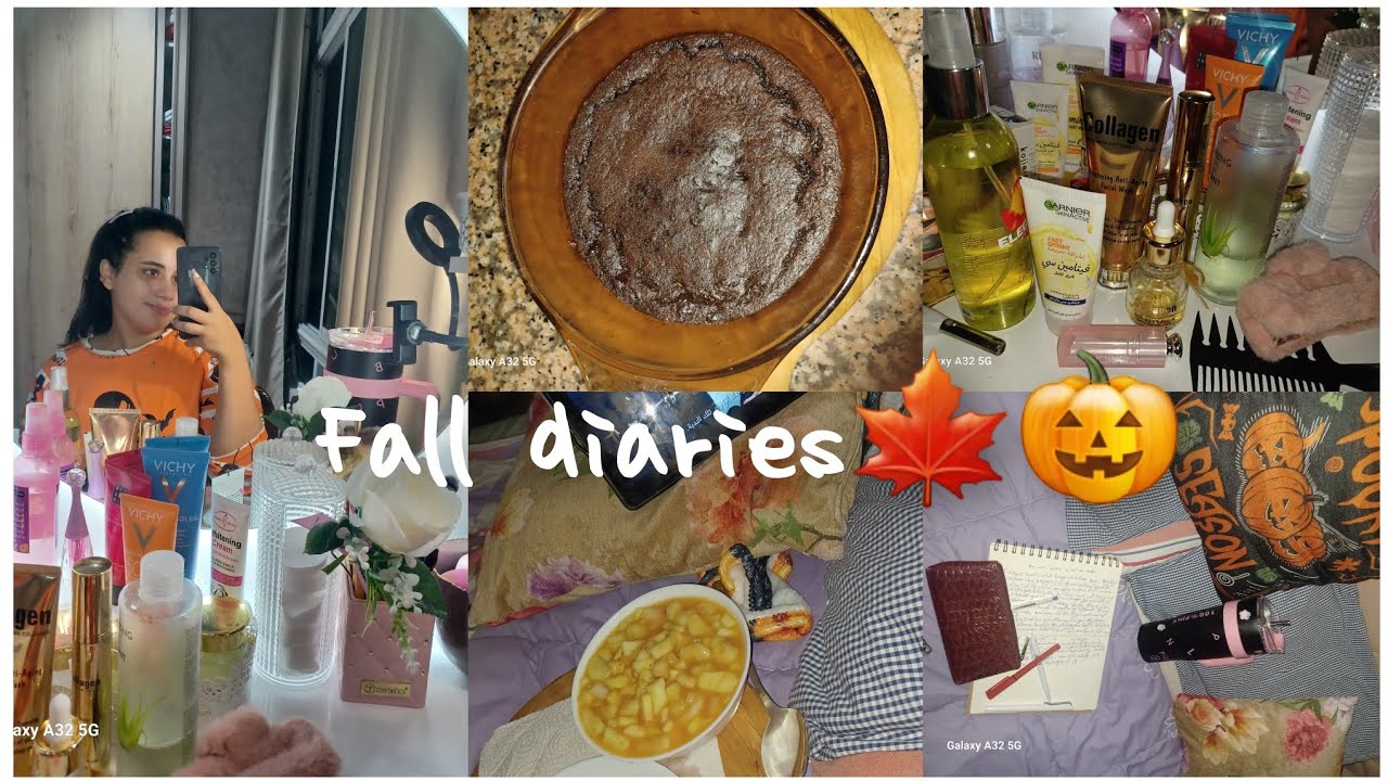 cozy fall night routine🍁✨️ skincare; baking; relax;  روتيني الليلي في أيام الخريف 🍁✨️