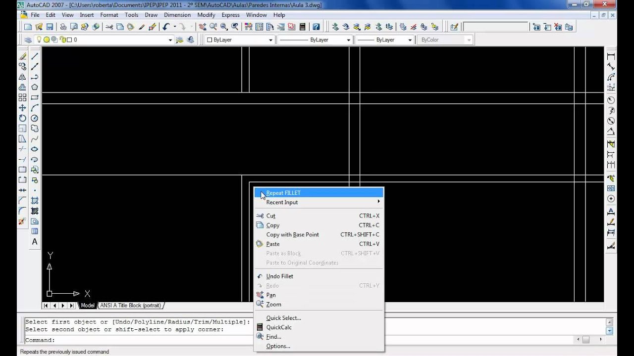 AutoCAD Aula 3.5: Desenhando as paredes internas do apartamento modelo