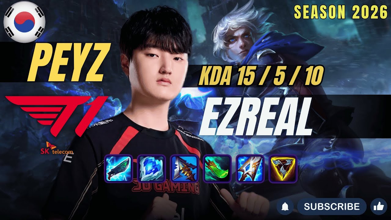 T1 Peyz EZREAL vs LUCIAN ADC - Patch 26.1 KR Ranked | lolrec
