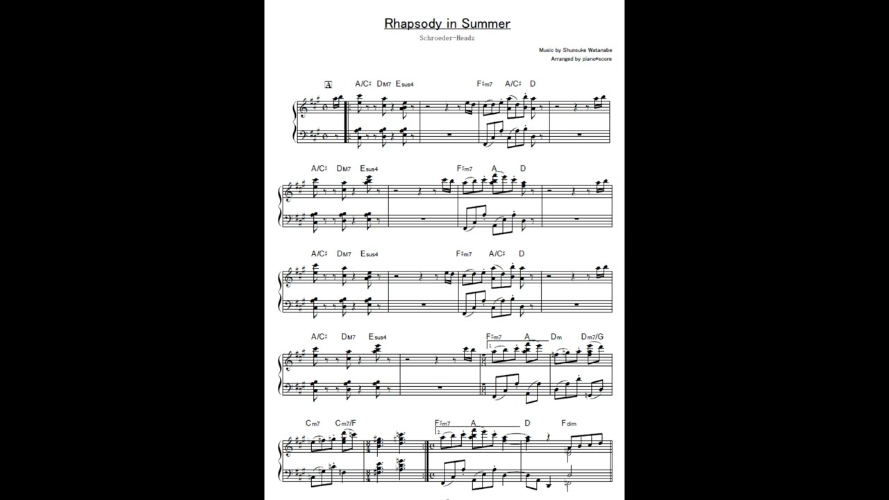 Rhapsody in Summer / Schroeder-Headz　ピアノソロ譜