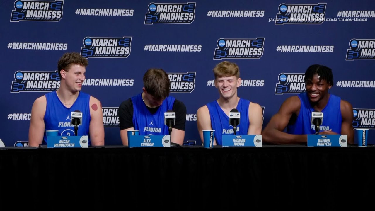 UConn vs. Florida Gators men's basketball press conference before 2025 March Madness second round