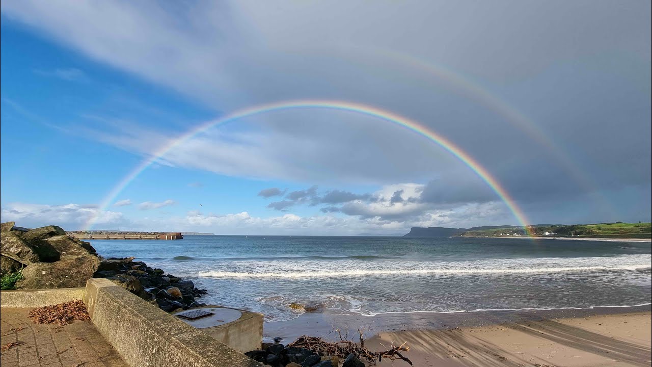 Ballycastle, Northern Ireland, October 2021, Drone View, 4K