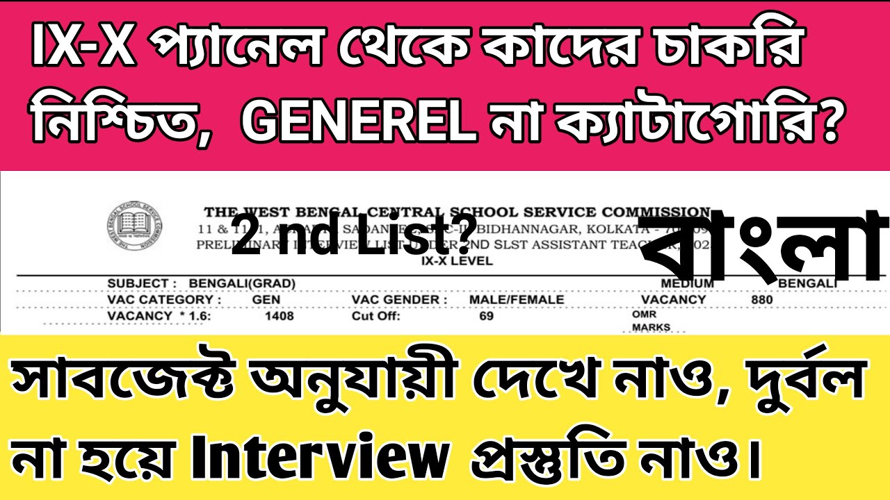 WB SLST 2025 IX-X PANNEL EXPLANATION|| CHANCES OF JOB CONFIRMATION| 2nd List Chance