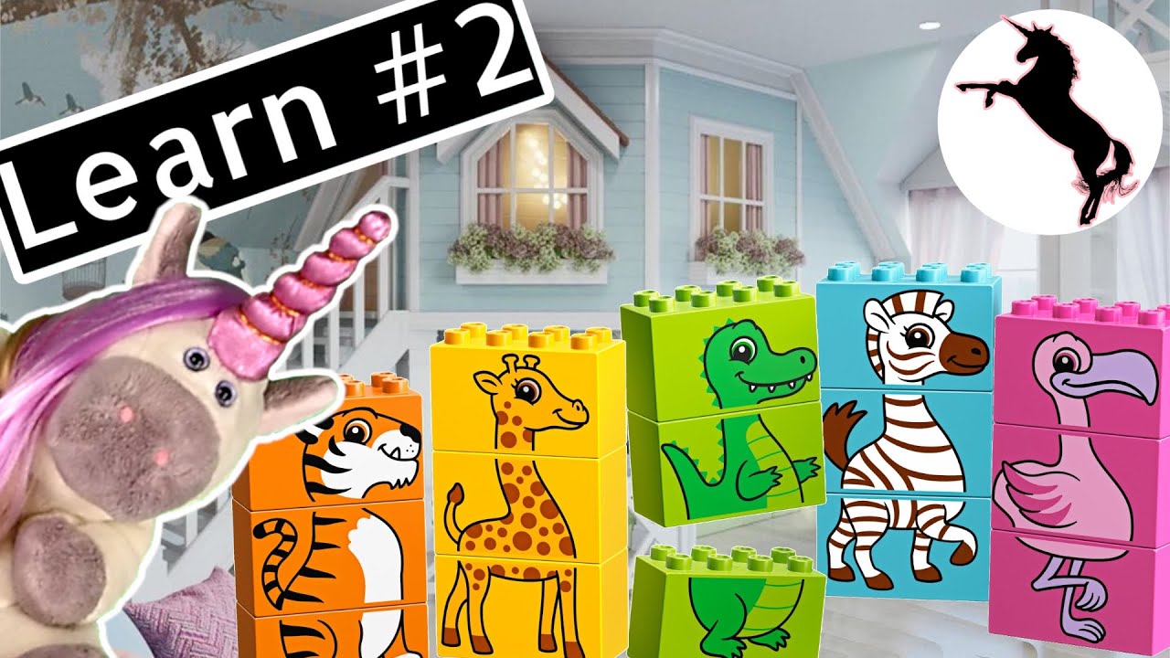 Learn with Hannah #2 🦄 Duplo Animal Puzzle 🦒🐊🦓🐯🦩 Play and Learn