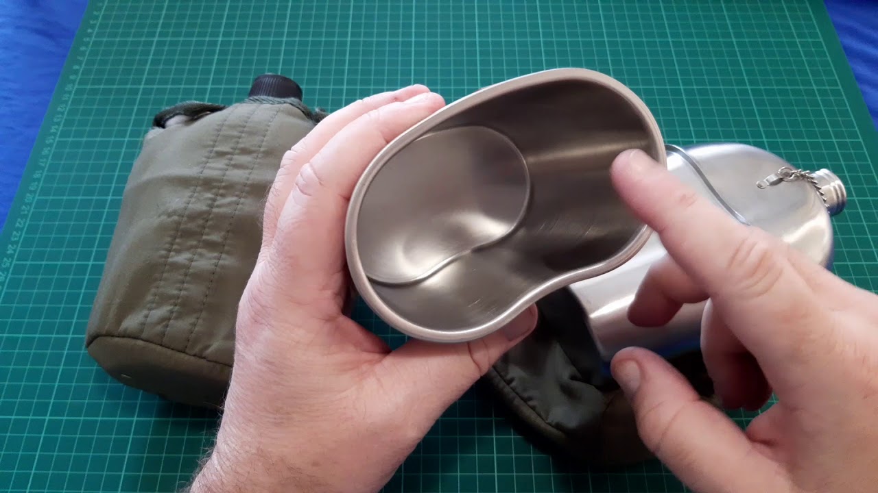 Overview 1qt nesting stainless steel canteen and 1 qt cup