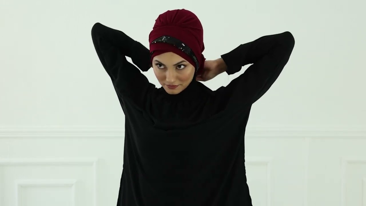 How to wear Two Colors Instant Chiffon Turban and Sequined Scarf Head Turbans For Women | HT-47P