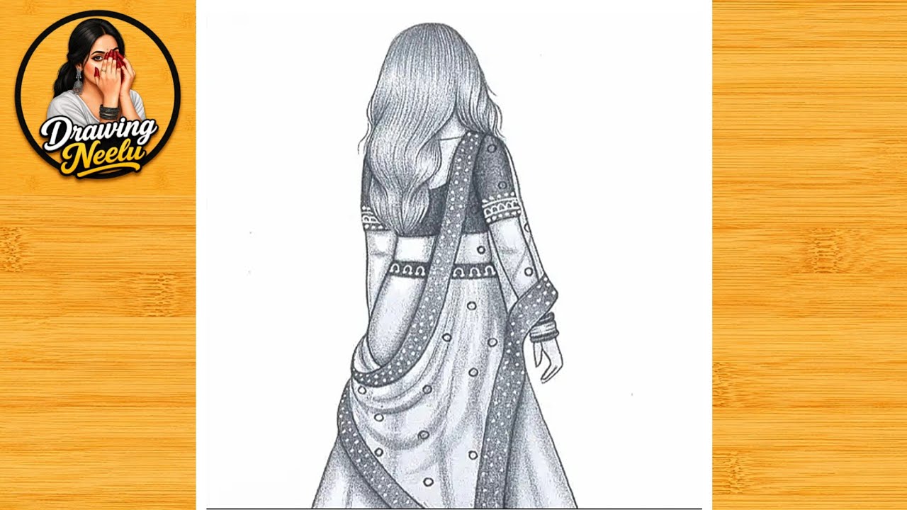 How to draw a Girl with Traditional Lehenga || Pencil sketch for beginner || Girl drawing || Drawing