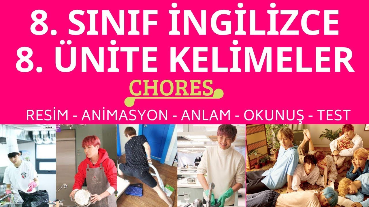 8.SINIF İNGİLİZCE 8.ÜNİTE KELİMELERİ | CHORES