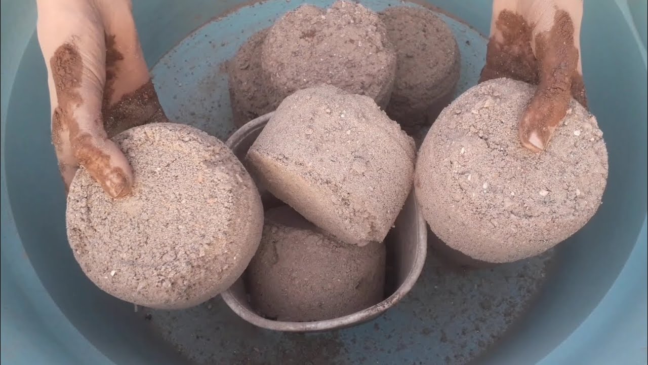 Mud clay mini bowls dry crumbling in tub+water crunchy ASMR crumbling video 💦💦🤤💯