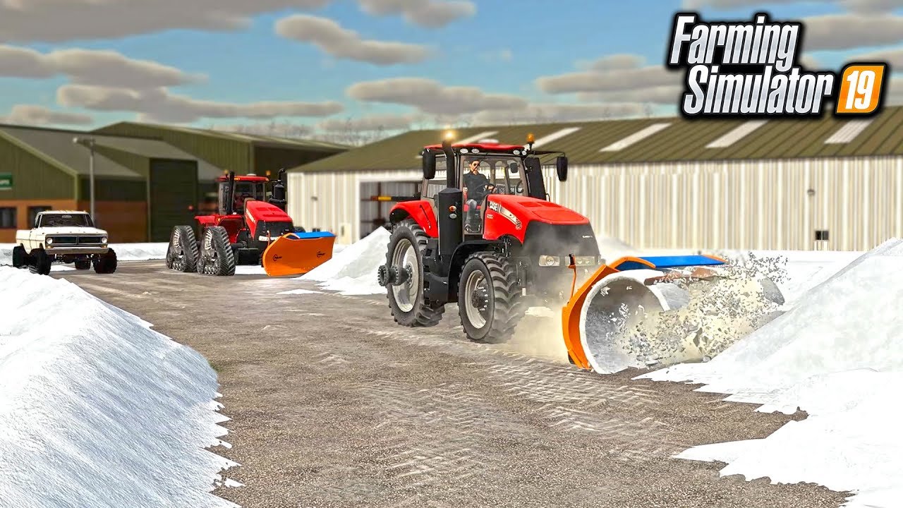 SNOW IN FARM SIM! SNOWPLOWING 2 FEET OF SNOW WITH CASE MAGNUM | FARMING SIMULATOR 2019