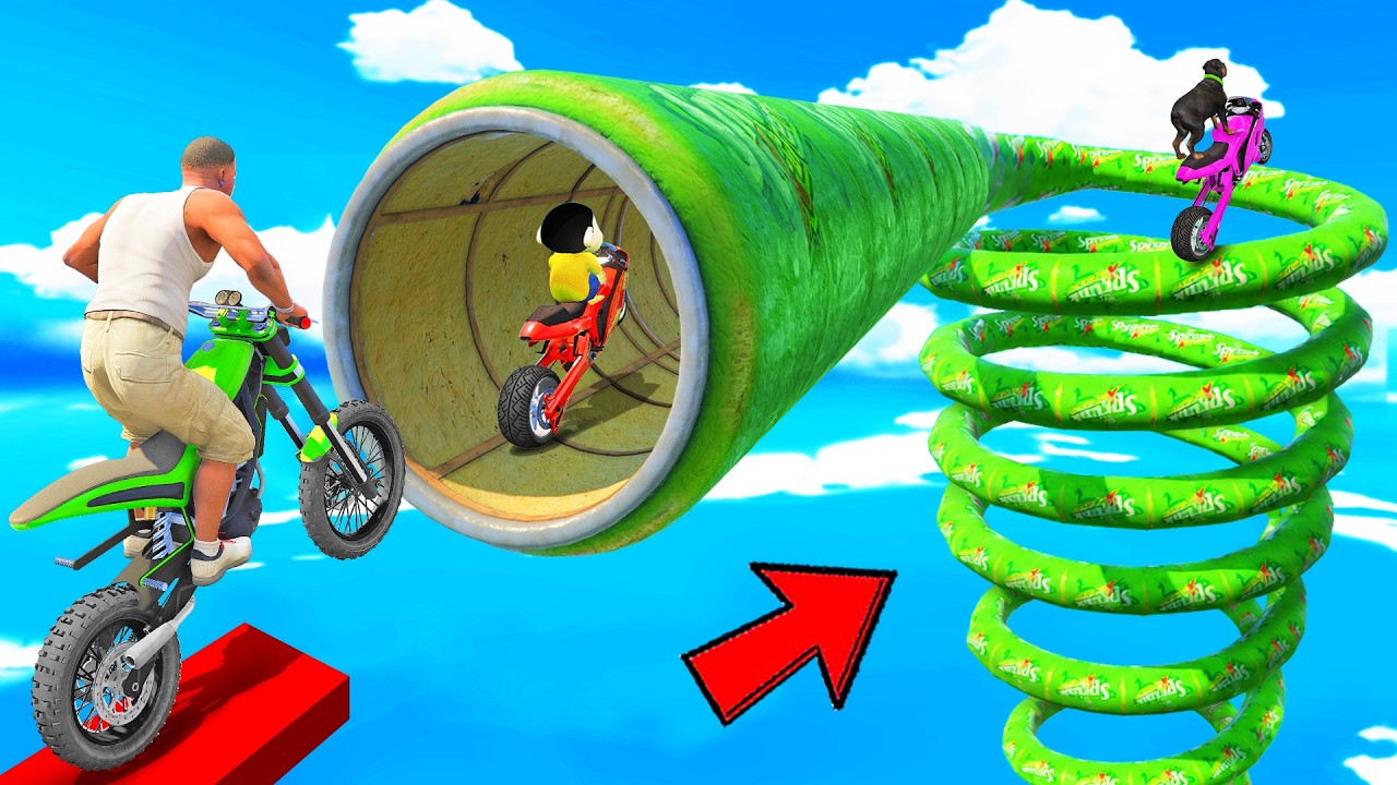 SHINCHAN AND FRANKLIN TRIED THE IMPOSSIBLE GIANT SPIRAL TUNNEL PARKOUR CHALLENGE GTA 5