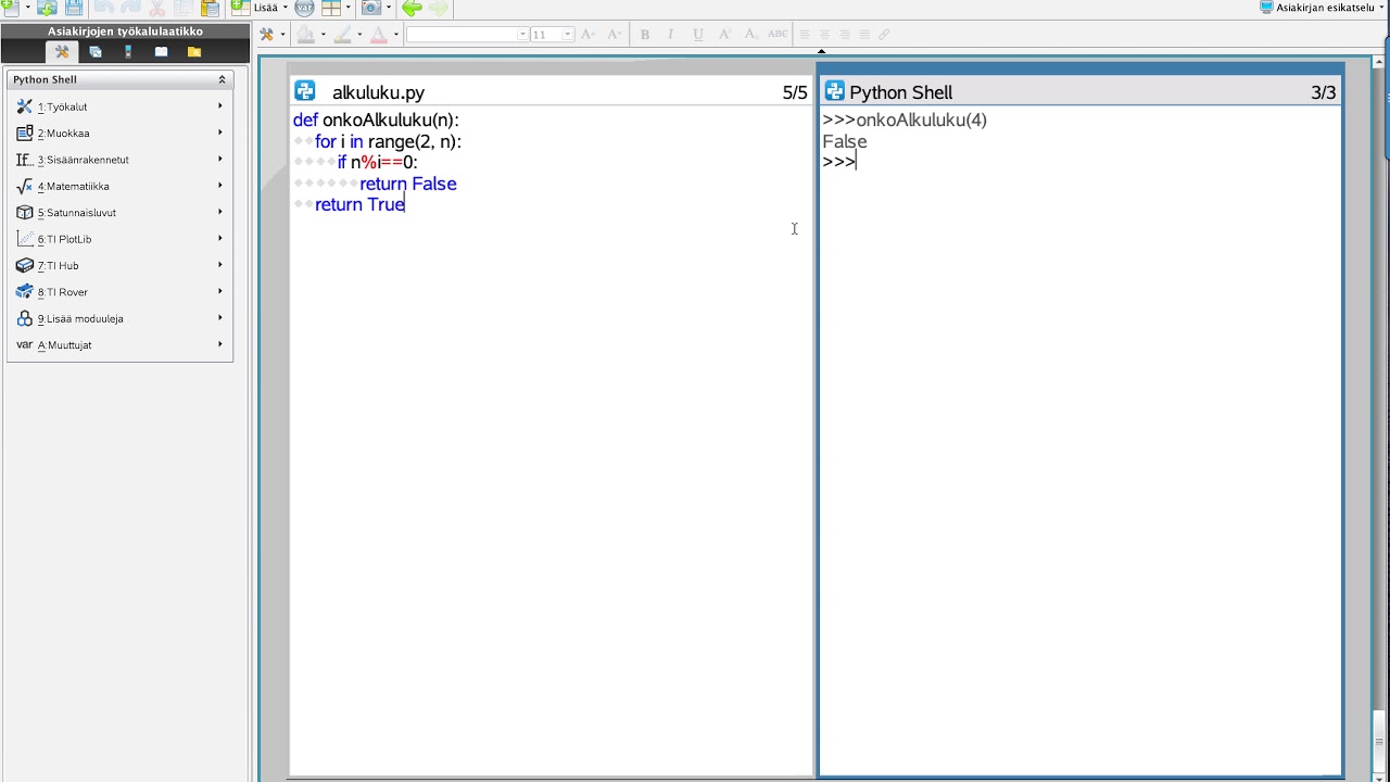 TI-Nspire & Python alkuluvut