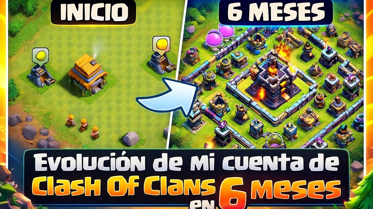 Evoluci&oacute;n de mi cuenta de Clash Of Clans en 6 meses